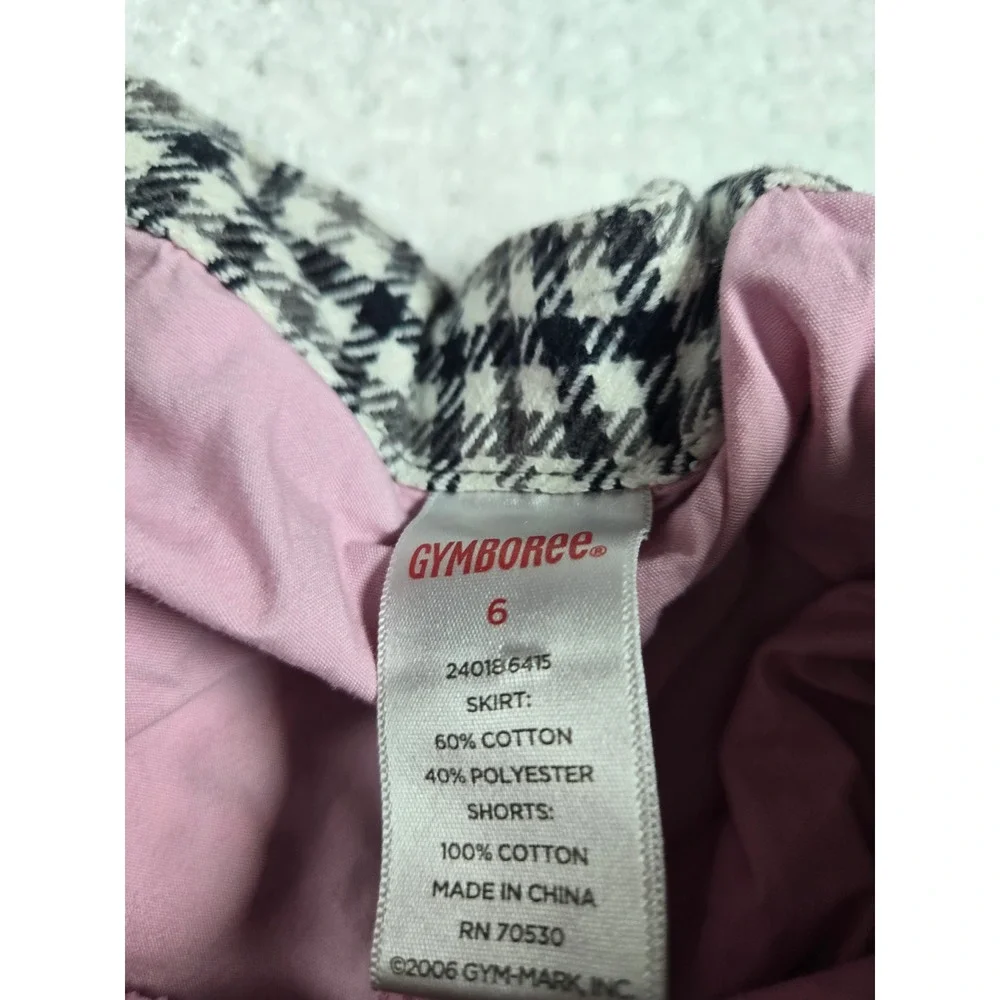 Y2K Girls‎ Plaid Pleated Skort Size 6 Black White Pink Heart Button 2006